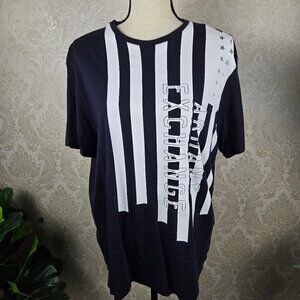 Armani Exchange Size Large Black White Logo T-Shirt Short Sleeve Round Neck